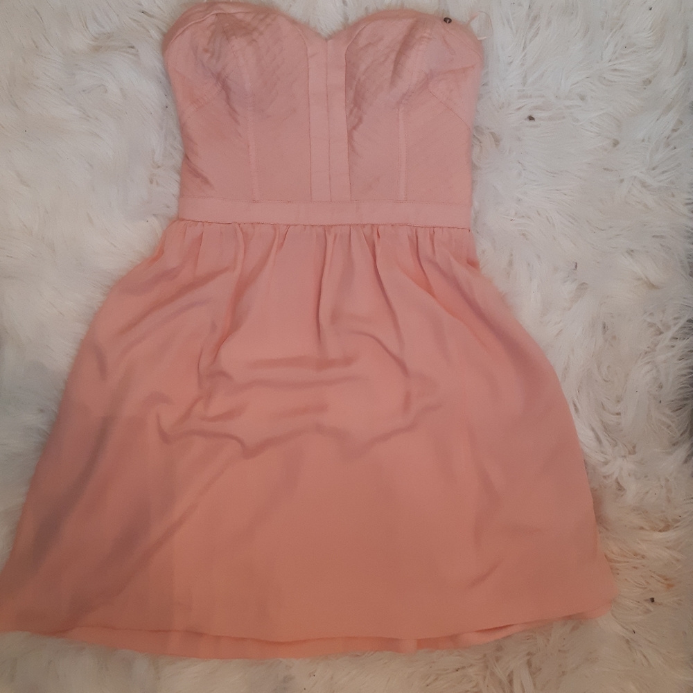 Coral pink Guess strapless summer dress